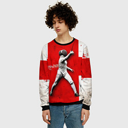 Свитшот мужской Фехтовальщик на красно-белом, цвет: 3D-черный — фото 2