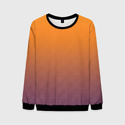 Свитшот мужской Градиент оранжевый в фиолетовый мелкий ромбик, цвет: 3D-черный