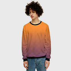 Свитшот мужской Градиент оранжевый в фиолетовый мелкий ромбик, цвет: 3D-черный — фото 2
