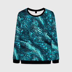 Мужской свитшот Бирюзовая чешуя рептилии - абстрактный паттерн