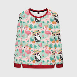Свитшот мужской Панда фламинго лето ананас, цвет: 3D-красный