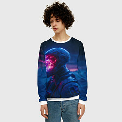 Свитшот мужской Синий космонавт с красным черепом, цвет: 3D-белый — фото 2