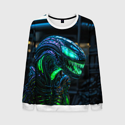 Свитшот мужской Чужой с зеленым неоном, цвет: 3D-белый