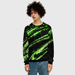 Свитшот мужской Зеленые блестки на черном, цвет: 3D-черный — фото 2