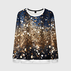 Свитшот мужской Золотые блестки на черно-синем фоне, цвет: 3D-белый