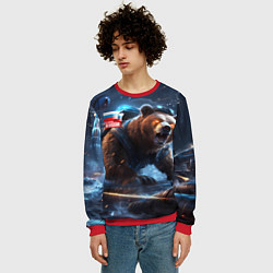 Свитшот мужской Русский медведь кибер-война, цвет: 3D-красный — фото 2