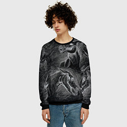 Свитшот мужской Черепа лошадей - эскиз, цвет: 3D-черный — фото 2