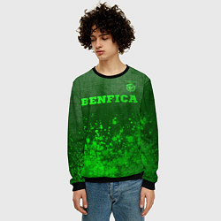 Свитшот мужской Benfica - green gradient посередине, цвет: 3D-черный — фото 2