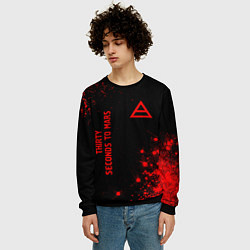 Свитшот мужской Thirty Seconds to Mars - red gradient вертикально, цвет: 3D-черный — фото 2