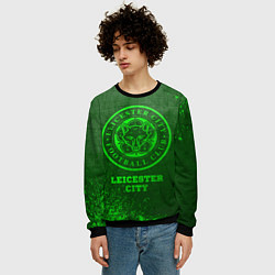 Свитшот мужской Leicester City - green gradient, цвет: 3D-черный — фото 2