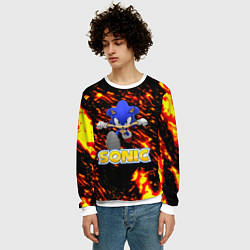 Свитшот мужской Sonic огенная текстура, цвет: 3D-белый — фото 2