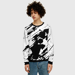 Свитшот мужской Брызги и штрихи черной краски, цвет: 3D-черный — фото 2