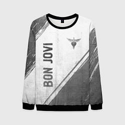 Свитшот мужской Bon Jovi - white gradient вертикально, цвет: 3D-черный