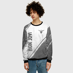 Свитшот мужской Bon Jovi - white gradient вертикально, цвет: 3D-черный — фото 2