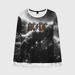 Свитшот мужской ACDC металлический лого черно-белая текстура, цвет: 3D-белый