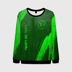 Свитшот мужской Twenty One Pilots - green gradient вертикально, цвет: 3D-черный
