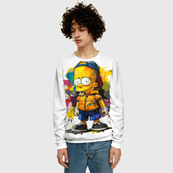 Свитшот мужской Рисунок красками Барт Симпсон, цвет: 3D-белый — фото 2