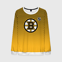 Свитшот мужской Бостон Брюинз - паттерн треугольников, цвет: 3D-белый