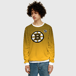 Свитшот мужской Бостон Брюинз - паттерн треугольников, цвет: 3D-белый — фото 2