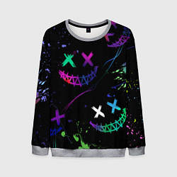 Мужской свитшот Неновые краски - лица крипи смайл