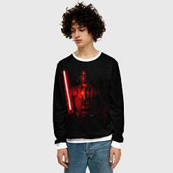 Свитшот мужской Вейдер в темноте с мечом, цвет: 3D-белый — фото 2