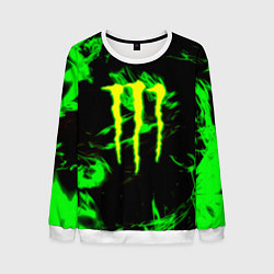 Мужской свитшот Monster energy кислотное лого огонь