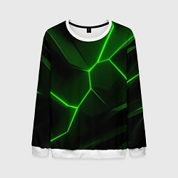 Свитшот мужской Зеленая текстура с неоном, цвет: 3D-белый