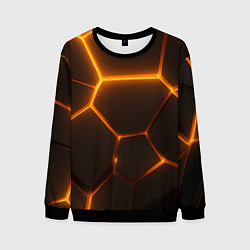 Свитшот мужской Оранжевое свечение текстура, цвет: 3D-черный