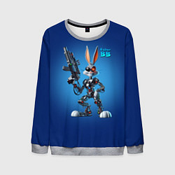 Свитшот мужской Cyborg Bugs Bunny with a gun - ai art fantasy, цвет: 3D-меланж