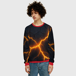 Свитшот мужской Молнии и черные плиты, цвет: 3D-красный — фото 2