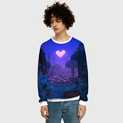Свитшот мужской Ночной лес Minecraft с сердечком луной, цвет: 3D-белый — фото 2