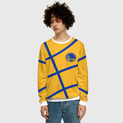 Свитшот мужской Голден Стэйт Уорриорз - текстура желтого мяча, цвет: 3D-белый — фото 2