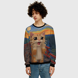 Свитшот мужской Кот крик в стиле майнкрафт, цвет: 3D-черный — фото 2