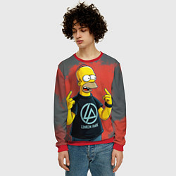 Свитшот мужской Гомер в футболке Linkin Park, цвет: 3D-красный — фото 2