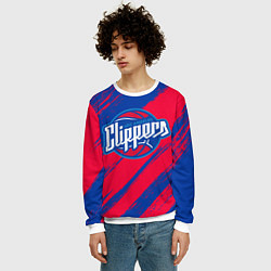 Свитшот мужской Клипперс - красно синие, цвет: 3D-белый — фото 2