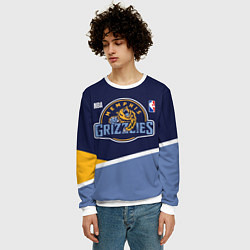 Свитшот мужской Мемфис Гриззлис - линии, цвет: 3D-белый — фото 2