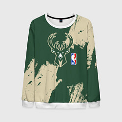 Свитшот мужской Милуоки Бакс - разлитая краска, цвет: 3D-белый