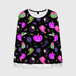 Свитшот мужской Halloween pink black pumpkin, цвет: 3D-белый