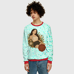 Свитшот мужской Lana Del Rey сидит в цветах, цвет: 3D-красный — фото 2