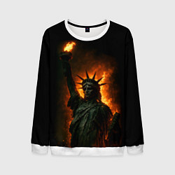 Свитшот мужской Статуя свободы в огне, цвет: 3D-белый