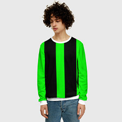 Свитшот мужской Color green black lines, цвет: 3D-белый — фото 2