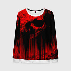 Свитшот мужской Красный череп на фоне абстракции, цвет: 3D-белый