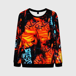 Свитшот мужской Абстрактная текстура рыжего пламени, цвет: 3D-черный
