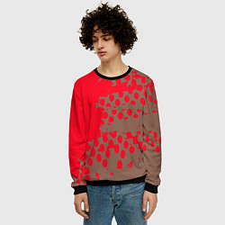 Свитшот мужской Абстрактные алые пятна на цвете какао, цвет: 3D-черный — фото 2