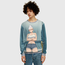 Свитшот мужской Дандадан бабушка в ванной, цвет: 3D-меланж — фото 2