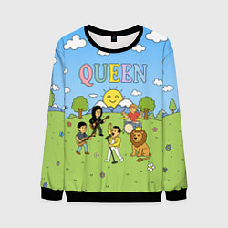 Мужской свитшот Queen мультяшный стиль на поляне