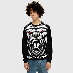 Свитшот мужской Яростный медведь, цвет: 3D-черный — фото 2