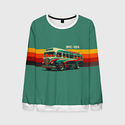 Свитшот мужской Ретро автобус ЗИС-154 поп-арт, цвет: 3D-белый