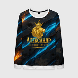 Свитшот мужской Александр лев по натуре, цвет: 3D-белый