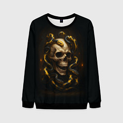 Свитшот мужской Череп и жёлто-чёрные змеи, цвет: 3D-черный